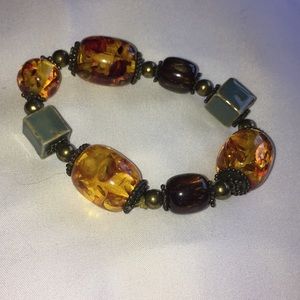 Beautiful glass and clay bead bracelet
